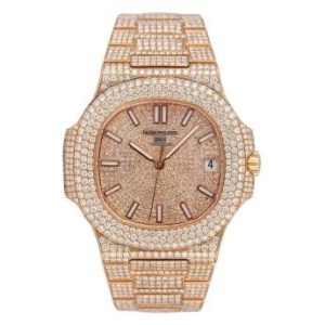 Custom Diamond Set Patek Philippe Nautilus Rose Gold Watch ($142,346)