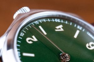 anOrdain Model 2 green dial minimalist field watch for men