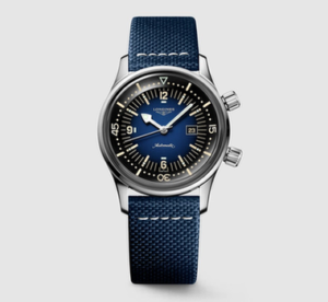 Longines Legend Diver 42mm diving watch for menwith a blue dial and blue strap